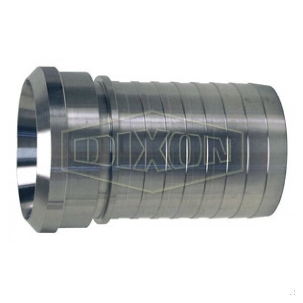 Sanitary Crimp Stem, 3 in Nominal, Female Beveled Seat x Hose Shank End Style, 316 SS, Domestic
